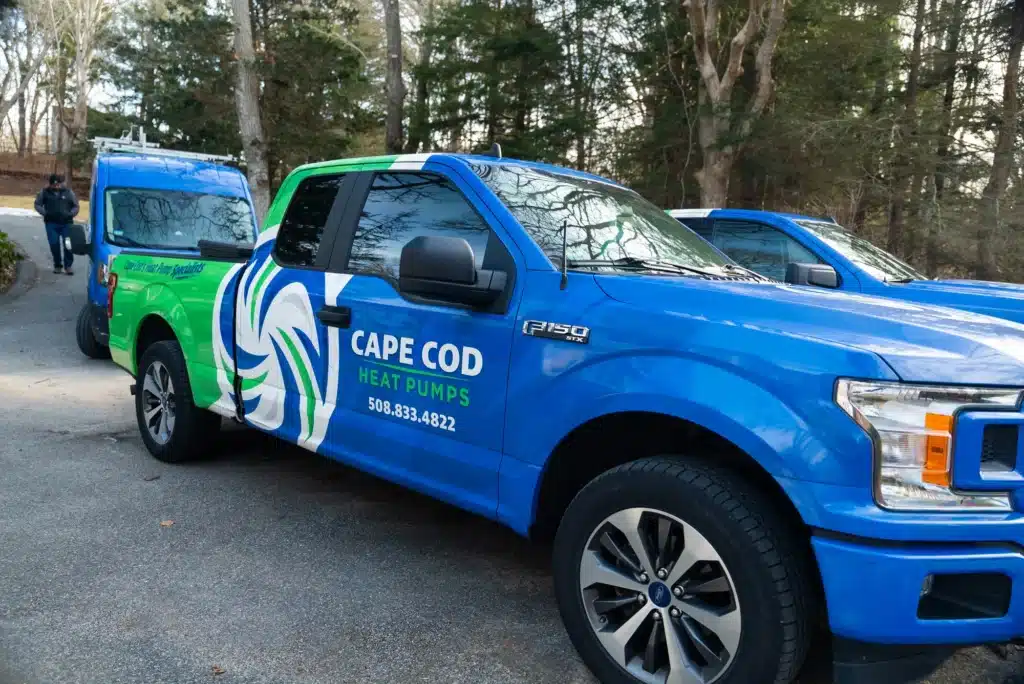 Cape Cod Heat Pumps truck in Cape Cod, MA.