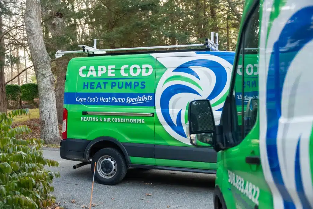 Cape Cod Heat Pumps truck in Cape Cod, MA.